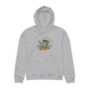 Relaxing Frog Drummer Hoodie | Beach Illustration, 'Weekend on Airplane Mode' Bild 3