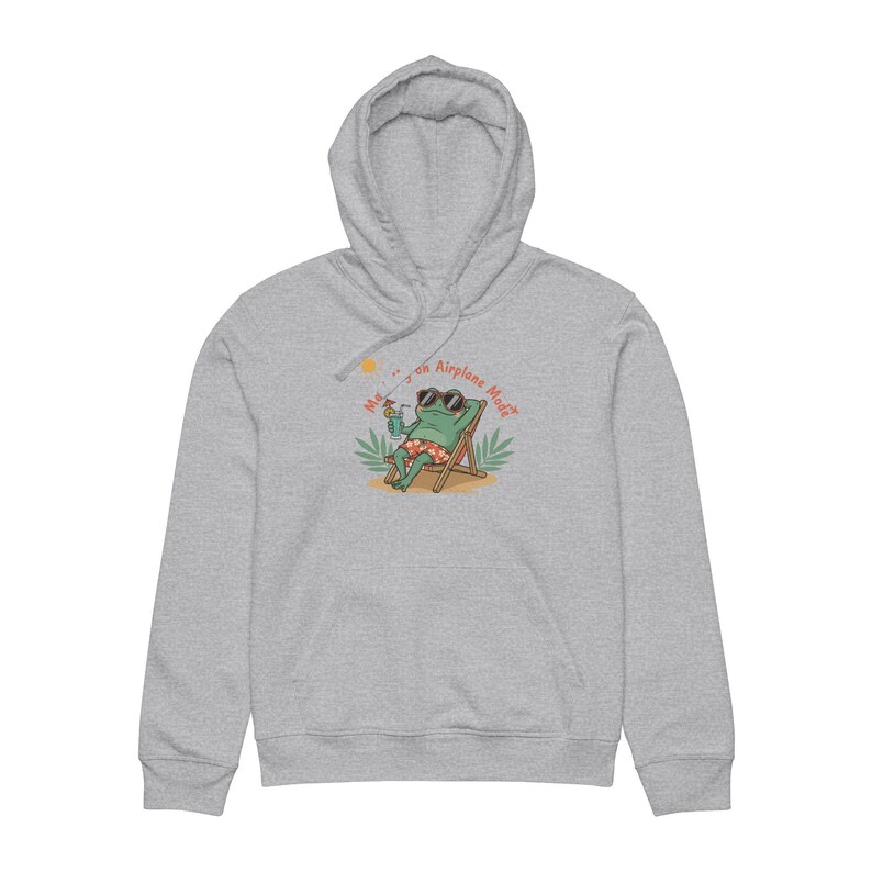 Relaxing Frog Drummer Hoodie | Beach Illustration, 'Weekend on Airplane Mode' Bild 3