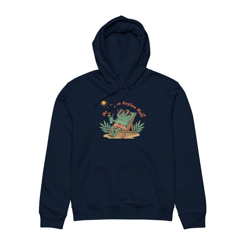 Relaxing Frog Drummer Hoodie | Beach Illustration, 'Weekend on Airplane Mode' Bild 13