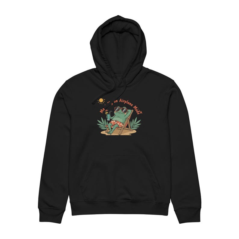 Relaxing Frog Drummer Hoodie | Beach Illustration, 'Weekend on Airplane Mode' Bild 7