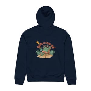 Relaxing Frog Drummer Hoodie | Beach Illustration, 'Weekend on Airplane Mode' Bild 14