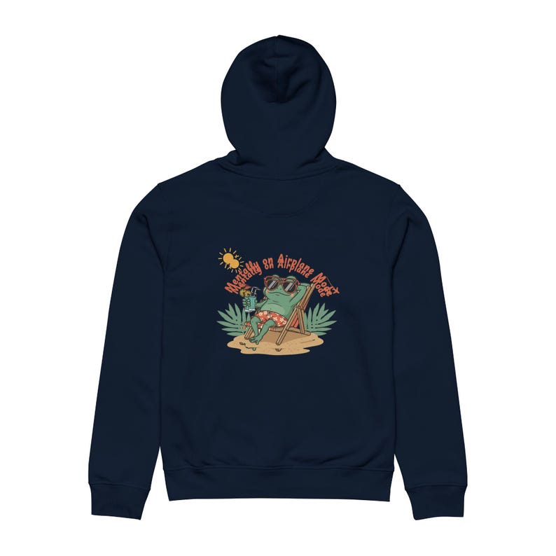 Relaxing Frog Drummer Hoodie | Beach Illustration, 'Weekend on Airplane Mode' Bild 14