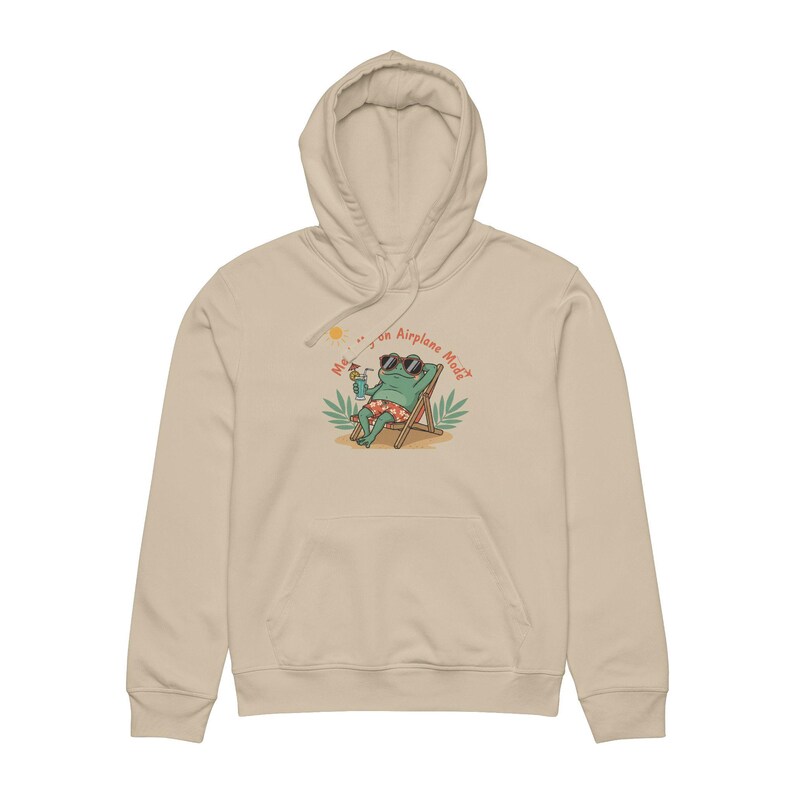 Relaxing Frog Drummer Hoodie | Beach Illustration, 'Weekend on Airplane Mode' Bild 5