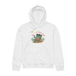 Relaxing Frog Drummer Hoodie | Beach Illustration, 'Weekend on Airplane Mode' Bild 1