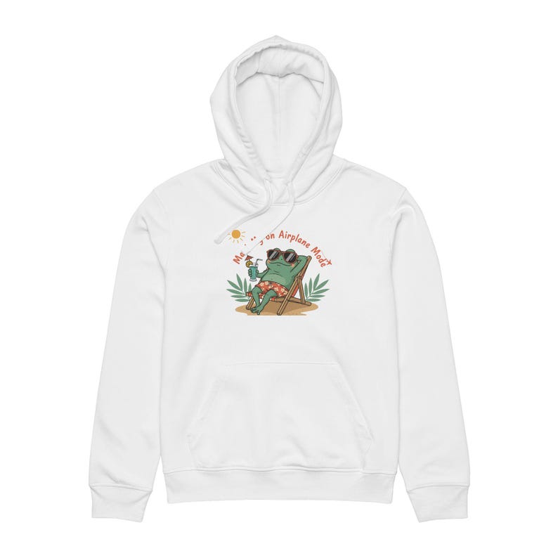 Relaxing Frog Drummer Hoodie | Beach Illustration, 'Weekend on Airplane Mode' Bild 1