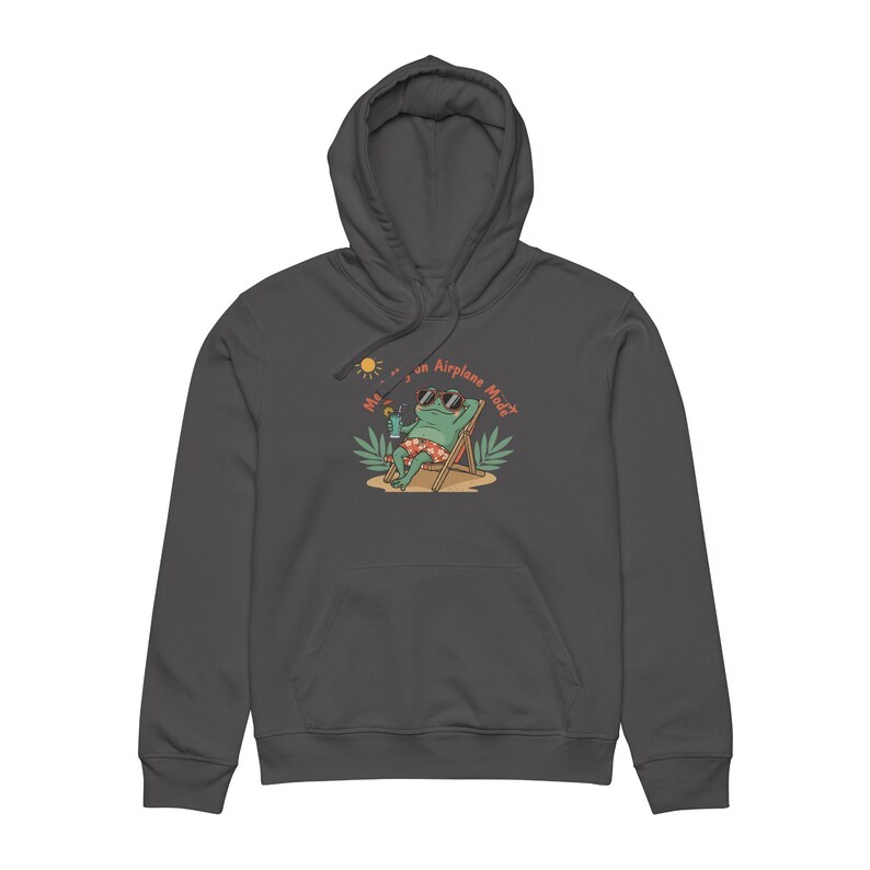 Relaxing Frog Drummer Hoodie | Beach Illustration, 'Weekend on Airplane Mode' Bild 9