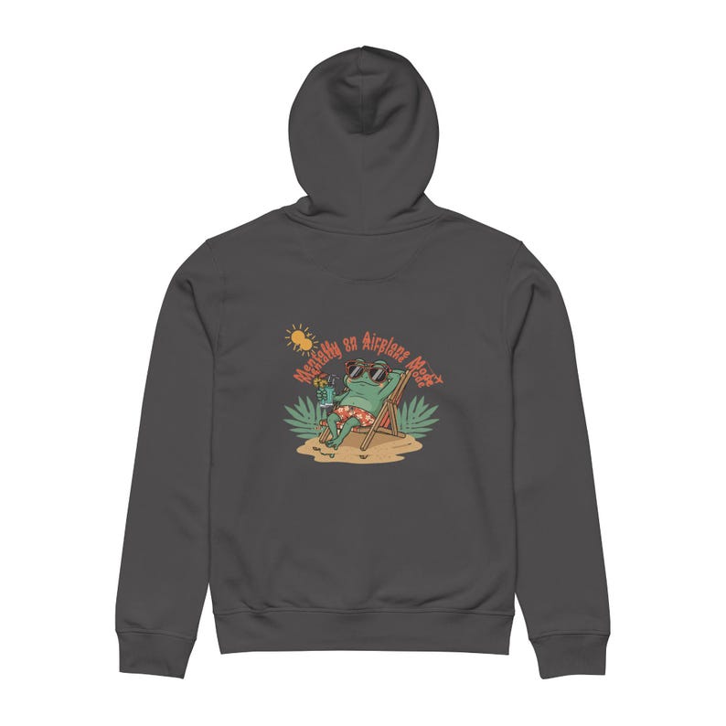 Relaxing Frog Drummer Hoodie | Beach Illustration, 'Weekend on Airplane Mode' Bild 10