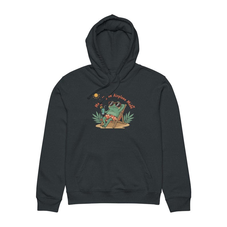 Relaxing Frog Drummer Hoodie | Beach Illustration, 'Weekend on Airplane Mode' Bild 11