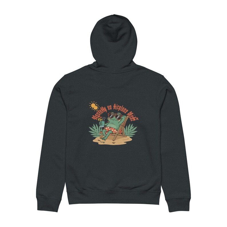 Relaxing Frog Drummer Hoodie | Beach Illustration, 'Weekend on Airplane Mode' Bild 12