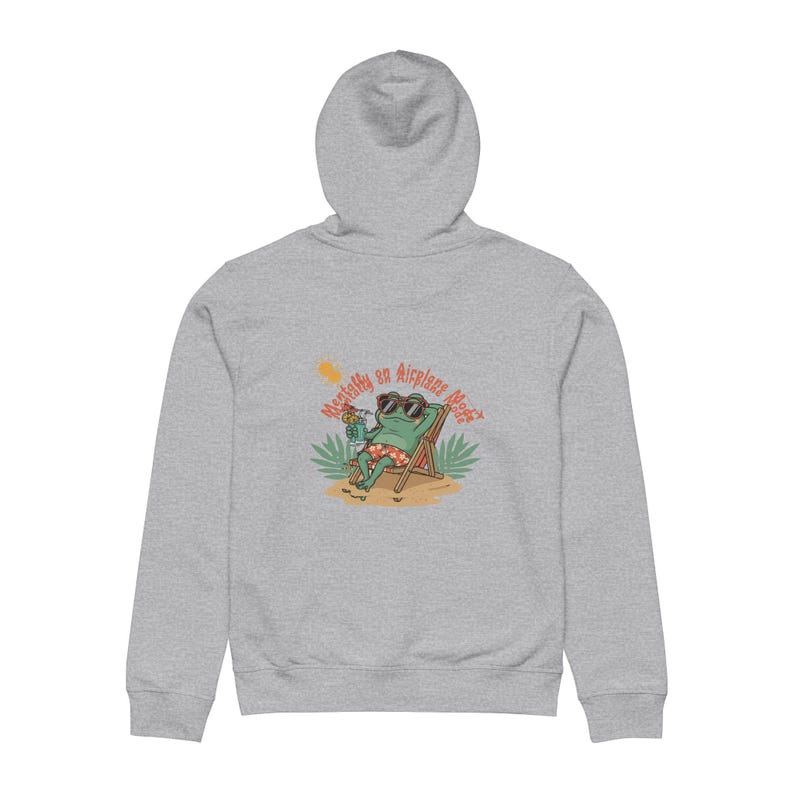 Relaxing Frog Drummer Hoodie | Beach Illustration, 'Weekend on Airplane Mode' Bild 4