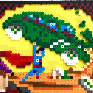 3D Superman Handmade Perler Bead Pixel Pop Art Action Comics