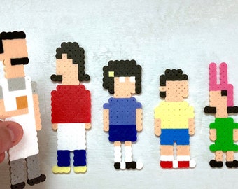 Bob's Burgers Retro Art. 8 bit Pixel Art. Linda, Tina, Gene, Louise. Mini-Pix Characters. Magnets, Pins