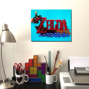 3D Zelda Wind Waker Retro Gaming Pixel Art. Perler Beads on Canvas.