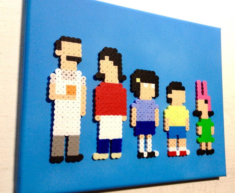 Bob's Burgers Retro Pixel Art. Perler Beads on Canvas. Etsy