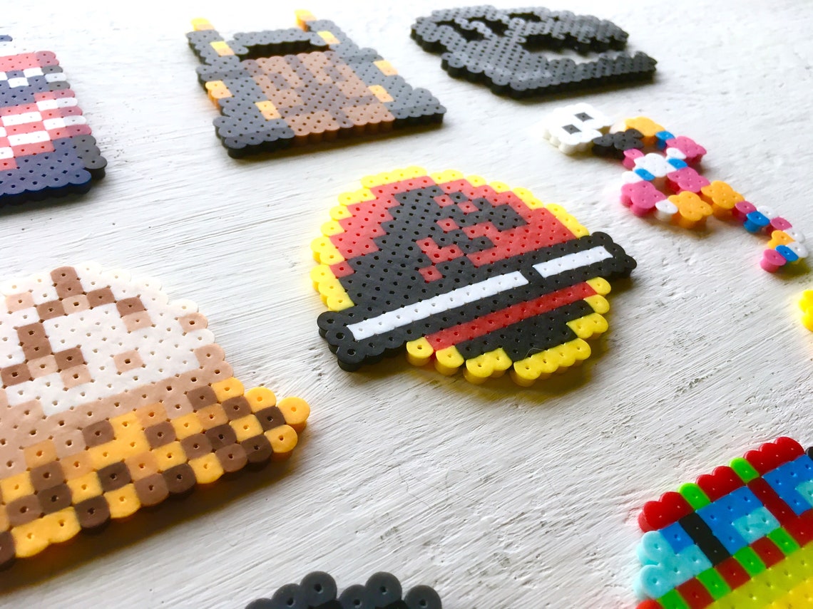 Jurassic Park Retro Perler Bead Icons Pins 8 Bit Pixel Art