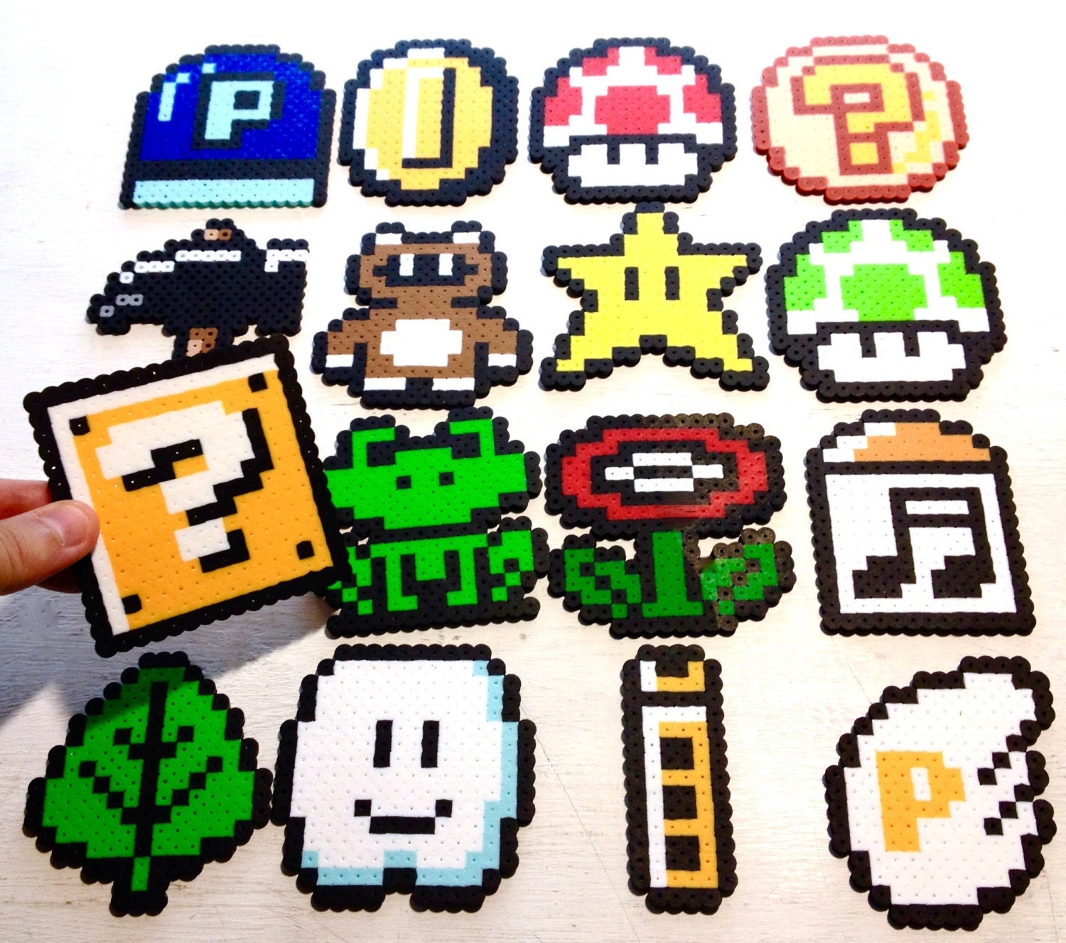 Super Mario 3 Retro Video Game Art. Perler Bead 8 bit Pixel 