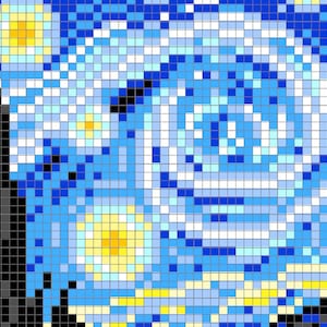 Starry Night Pixel Art Pattern - Perler Beads - Cross Stitch - INSTANT DOWNLOAD
