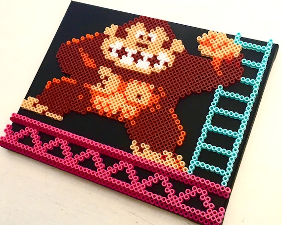 3d Donkey Kong Retro Gaming 8 Bit Pixel Art Perler Beads On Etsy