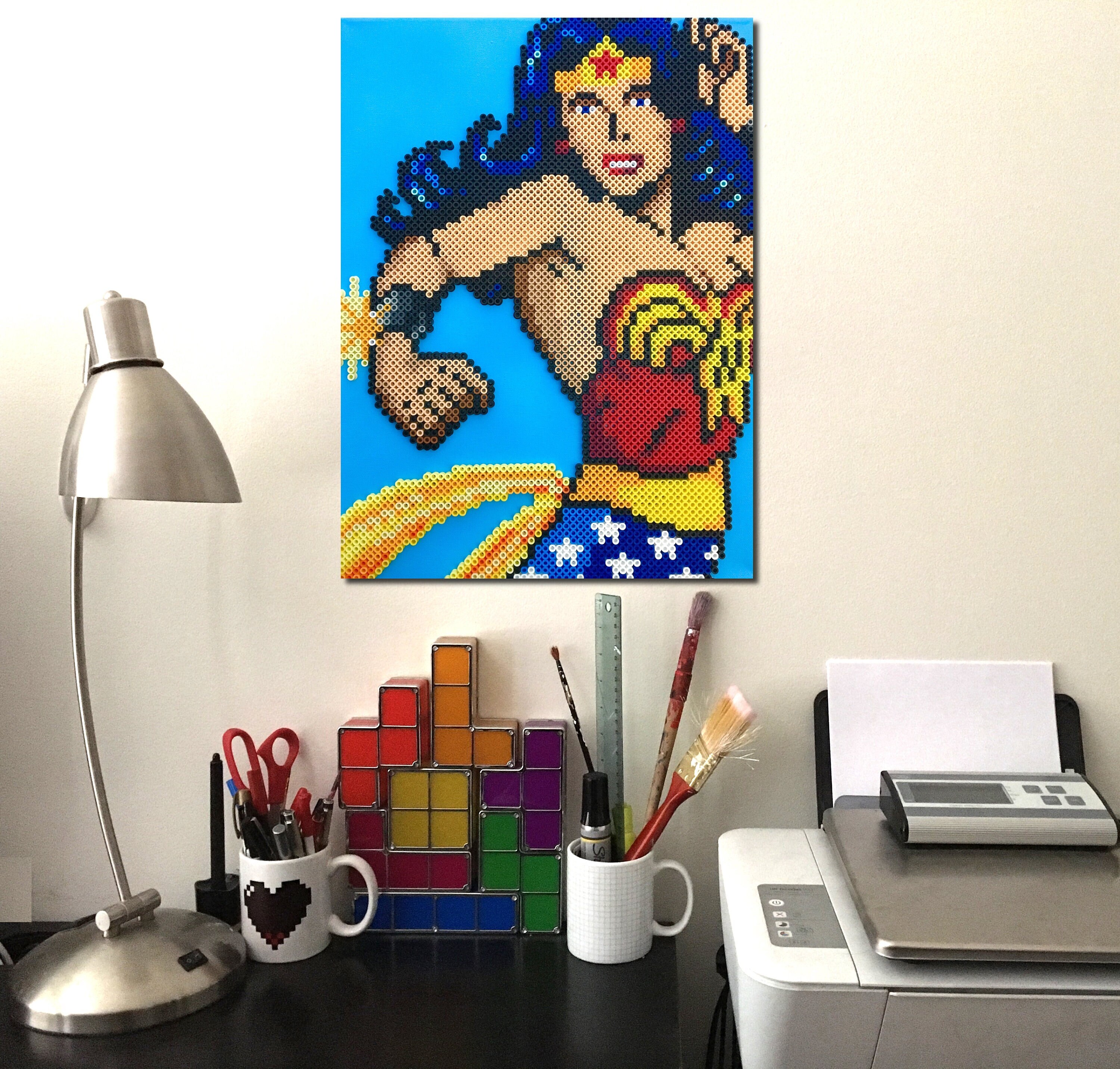 Wonder Woman Perler Beads Pixel Art comic book gift girl 