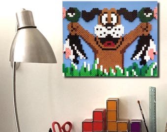3D Duck Hunt Retro Gaming 8 Bit Pixel Art. Perler Beads on Canvas.