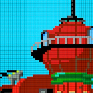 Planet Express Futurama Pixel Pattern - Perler Beads - Ponto Cruz - DOWNLOAD INSTANTÂNEO