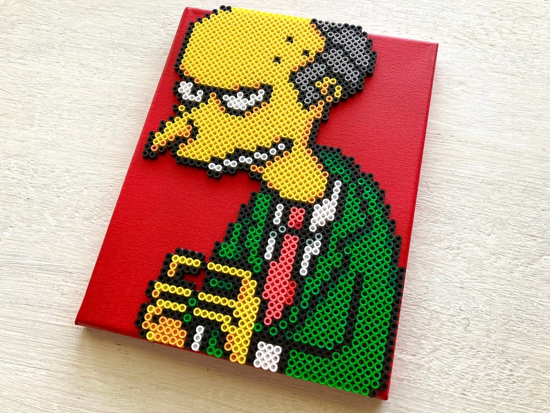 3D Mr. Burns. Handmade Pixel Portrait. Perler Beads on Canvas. Etsy UK