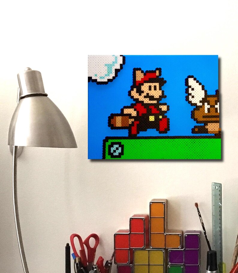 3D Super Mario Bros 3 Retro Gaming 8 Bit Pixel Art. Perler Beads on ...