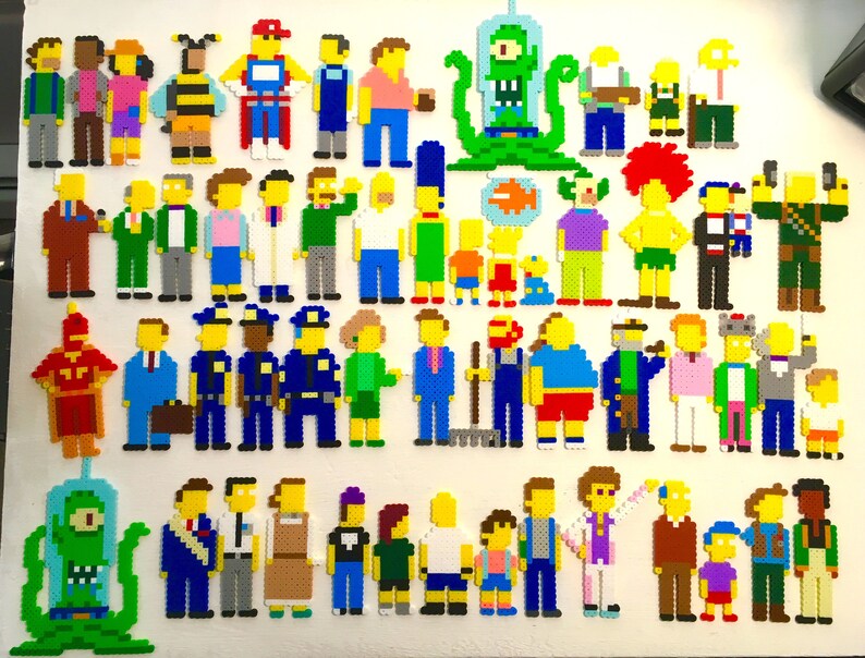 Simpsons Retro Pixel Pop Art. 8 bit Sprites. Perler Bead | Etsy