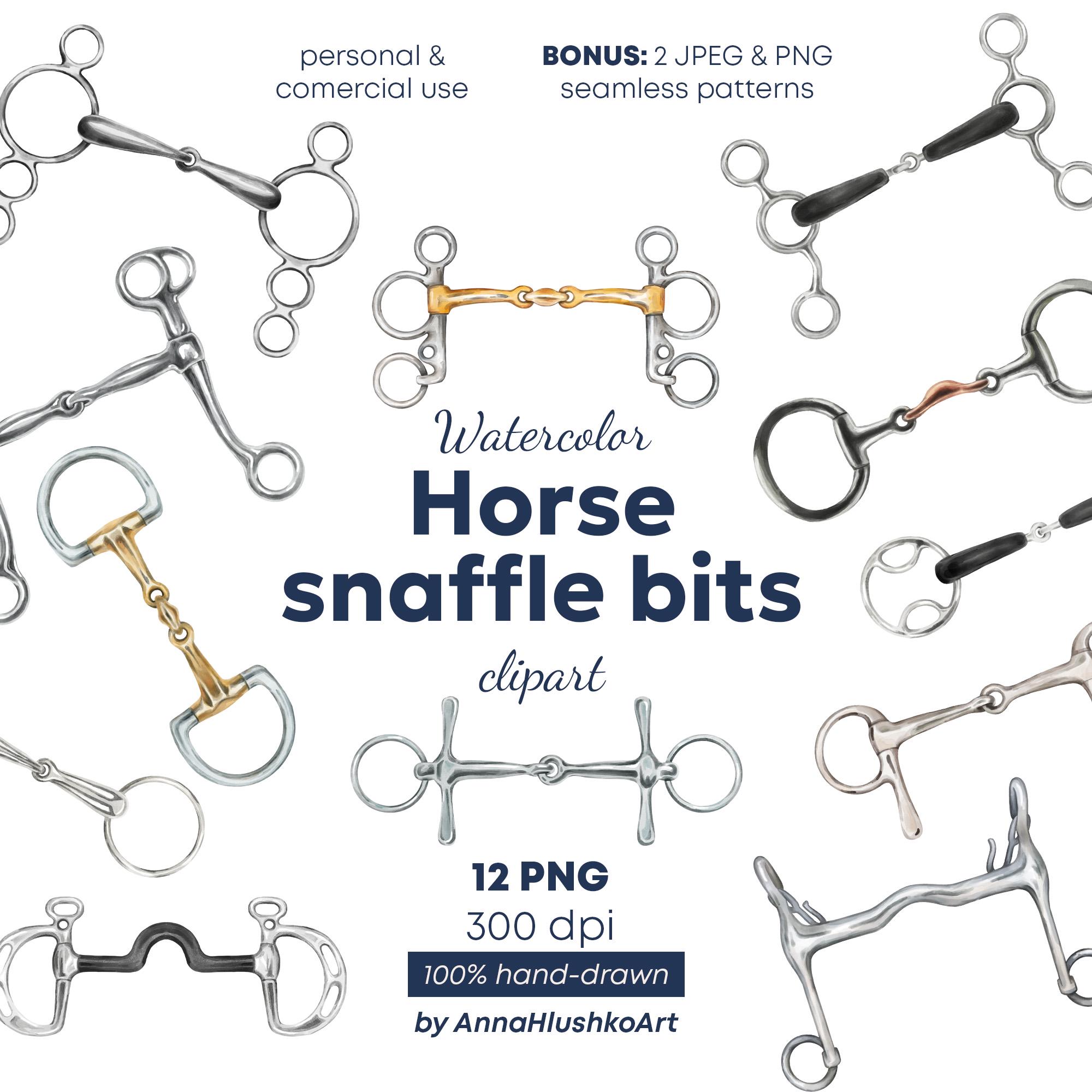 Horse Snaffle Bits Clipart Bundle | Equestrian Tack PNG | Watercolor ...