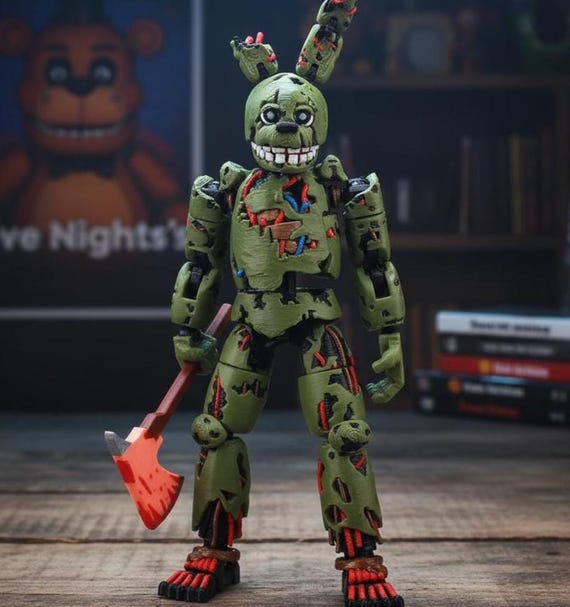 Damaged Springtrap Figure | FNAF Animatronic Toy | Horror Game