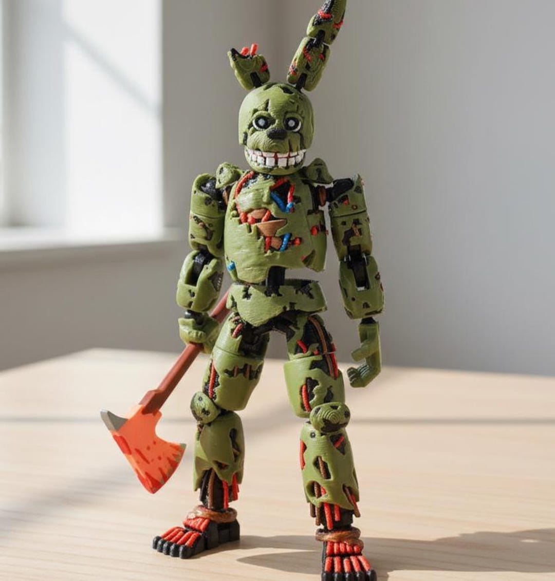 Damaged Springtrap Figure | FNAF Animatronic Toy | Horror Game