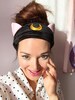 Black or White Cat Ear Moon head wrap, hair band, headband perfect for applying make up and washing your face 