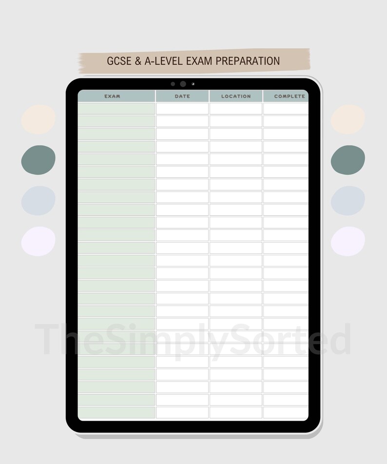 Collums Gcse GCSE & A-level Exam Timetable | Printable Study Planner | 4 Colour ...
