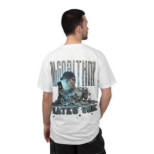 Koszulka „Algorytm mnie nienawidzi” | Grafika na smartfonie z AI