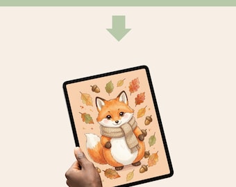 Fox Autumn Printable Wall Art - Cottagecore Woodland Nursery Watercolor Print Botanical Decor Digital Download Instant Gift
