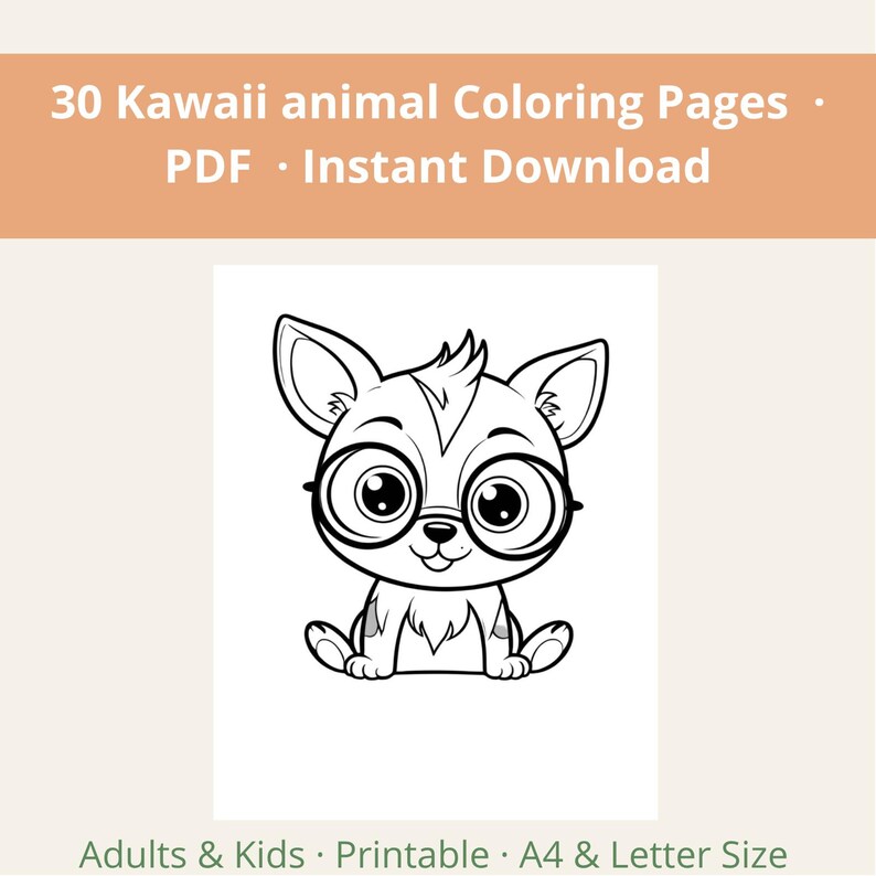 Kawaii Animal Coloring Pages for Kids | Printable Activity Book (PDF ...
