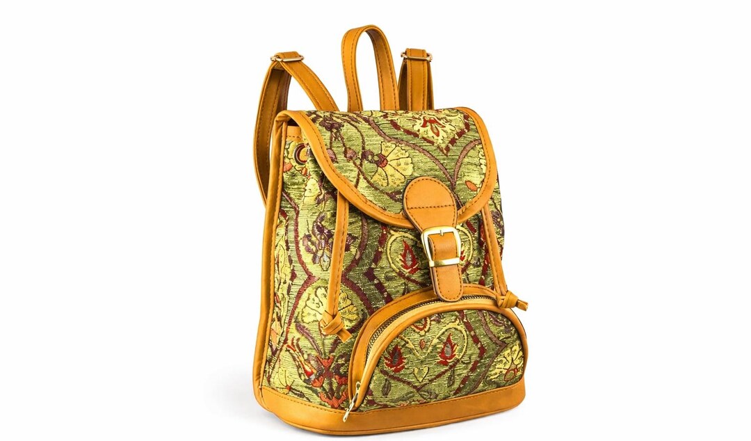 Traditional Turkish Backpack – Chenille Fabric Ethnic Pattern Daypack ...