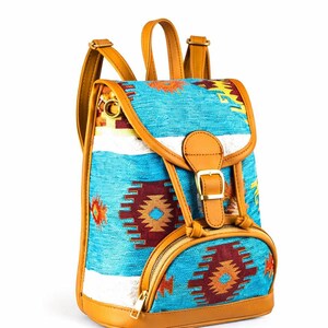 Ethnic Turkish Backpack – Traditional Chenille Kilim Pattern Boho Style Daypack for Travel & Everyday Use