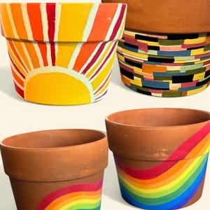 Målad keramisk kruka - Unikt målad planteringslåda