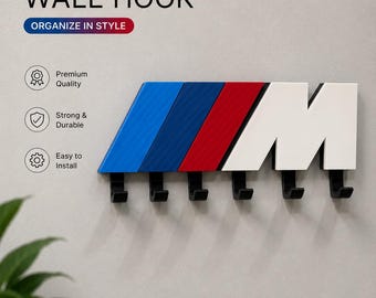 BMW M Wall Key Holder | Motorsport Entryway Organizer, 3D Printed Hook