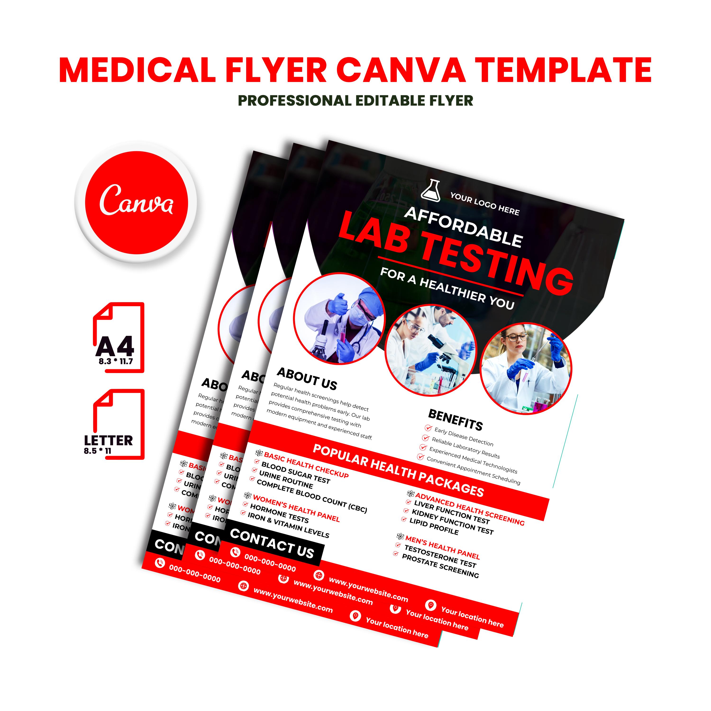 Editable Lab Testing Flyer Template, Medical Marketing Design (A4 ...