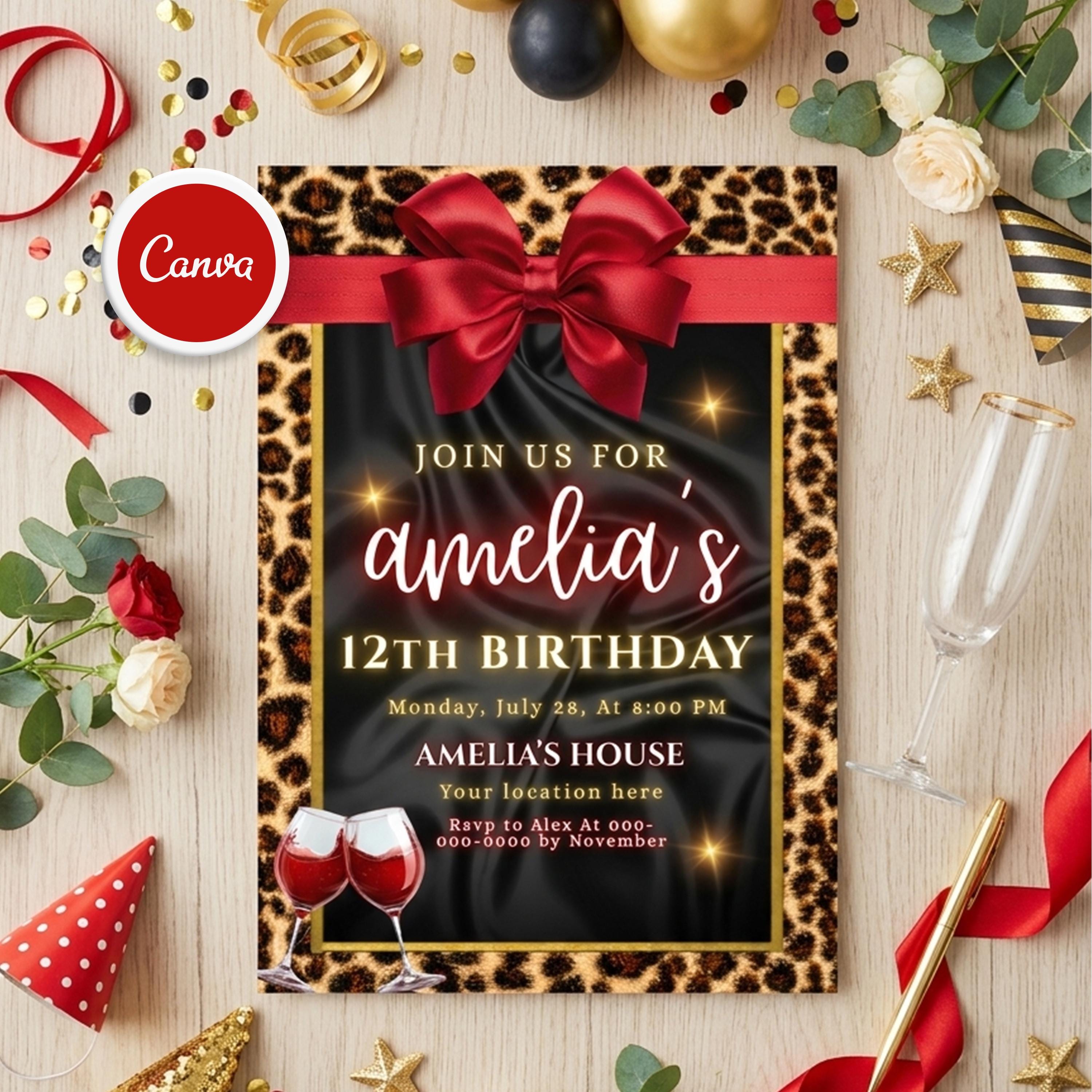 Editable Luxury Cheetah Print Birthday Invitation (5x7), Glam Animal ...