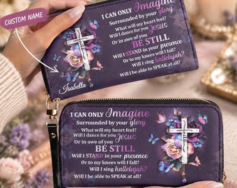 Personalized Christian Long Wallet Custom Name Leather Purse Religious Gift Faith Wristlet