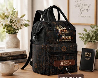 Personalized Christian Backpack, Custom Name Bible Verse Backpack, Faith Gift for Women, Black History Inspired Bag, Religious Travel Bag