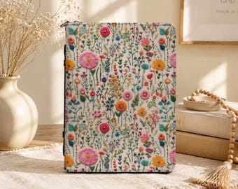 Floral Bible Cover with Name, Personalized Wildflower Book Bible Case Bag, Leather Journal Sleeve Protector, Christian Gift for Her