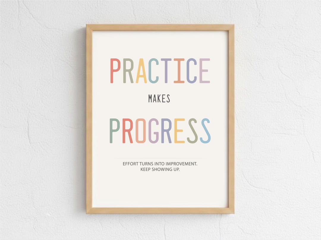 Practice Makes Progress Classroom Poster – Growth Mindset Wall Art ...