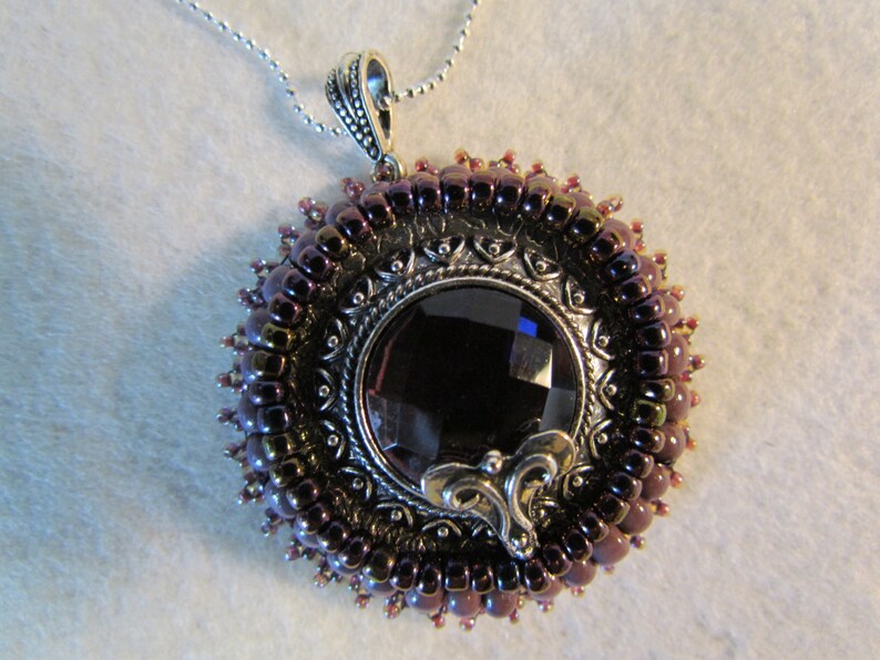 Beaded Glass Cabochon Necklace Etsy