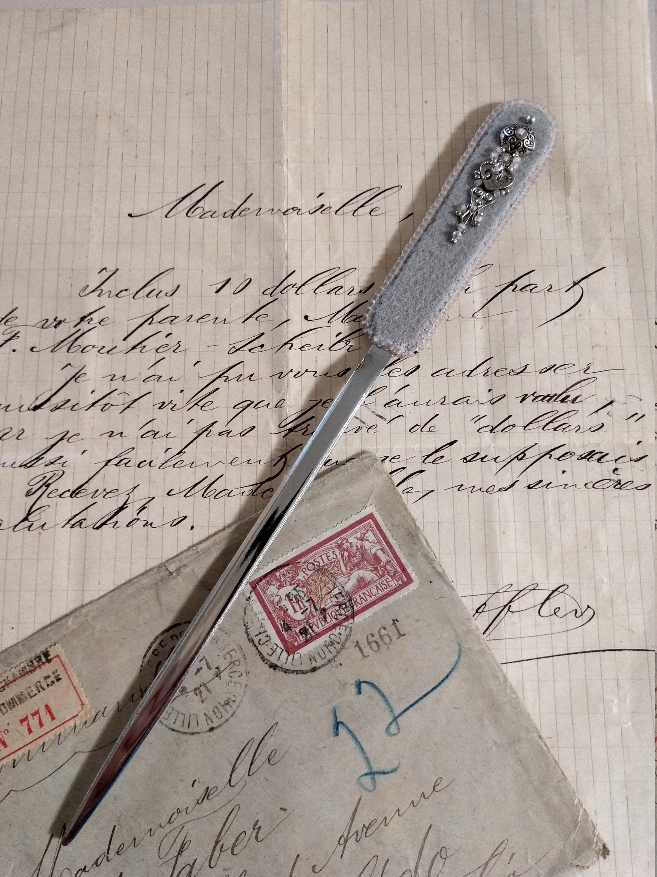 Letter Opener with Bead Applique Etsy