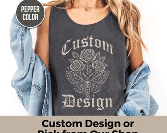 Camiseta sin mangas personalizada con estampado frontal, colores cómodos unisex, camiseta de concierto personalizada