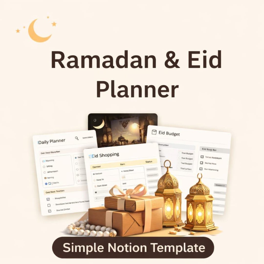 Ramadan & Eid Notion Planner _ Productivity, Worship and Budget Tracker ...